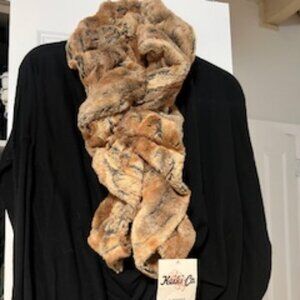 NWT Keiki Co. Cozy, Soft Animal Print Brown/Black Furry Scarf/Wrap